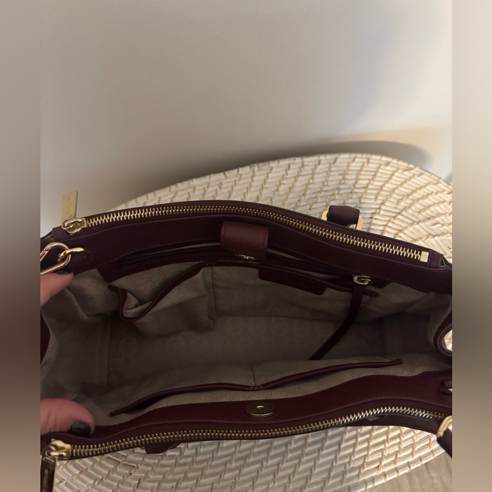 Michael Kors Sutton Maroon Leather Python Detail … - image 3